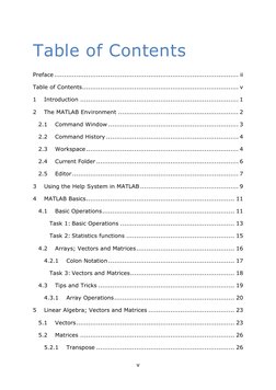 v 
Table of Contents 
Preface ............................................................................................ ii