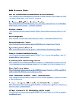 DSA Patterns Cheat Sheet Overview | PDF