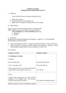 Intertextuality Lesson Plan for Grade 11 | PDF | Intertextuality | Parody