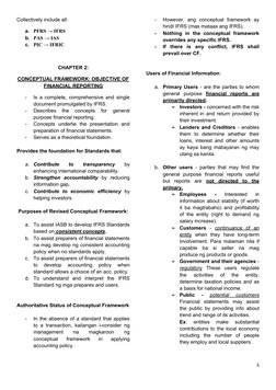 Collectively include all:
a.
PFRS → IFRS
b. PAS → IAS
c.
PIC → IFRIC
CHAPTER 2: 
CONCEPTUAL FRAMEWORK: OBJECTIVE OF
FINANCIAL