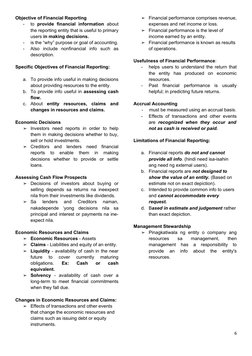 Objective of Financial Reporting
-
to  provide  financial  information about
the reporting entity that is useful to primary
u