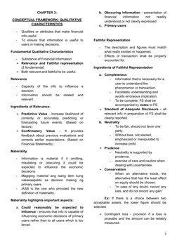 CHAPTER 3: 
CONCEPTUAL FRAMEWORK: QUALITATIVE
CHARACTERISTICS
-
Qualities or attributes that make financial
info useful. 
-
T
