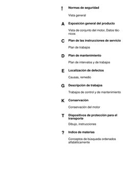 ! 
Normas de seguridad
Vista general
A
Exposición general del producto
Vista de conjunto del motor, Datos téc-
nicos
C
Plan d