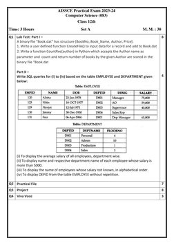 AISSCE Class 12 Computer Science Practical | PDF | Data Management ...
