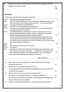 9. 
Discuss your views on the significance of the use of the language of combat 
(fighting) in the above extract. 
 
 
 
 
EX