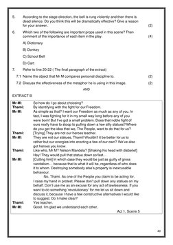 40 
 
5. 
According to the stage direction, the bell is rung violently and then there is 
dead silence. Do you think this wil