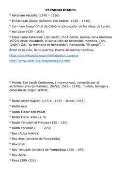 PERSONALIDADES:
° Abraham Abulafia (1240 – 1296)
° El Rashbah (Rabbi Schlomo ben Aderet: 1235 – 1310)
° Jaim ben Joseph Vital