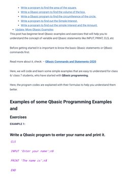 QBasic Programming Examples for Beginners | PDF | Area | Length