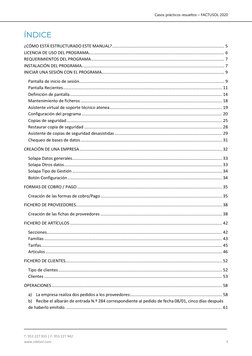 Casos prácticos resueltos  FACTUSOL 2020 
 
 
 
 
 
 
 
 
T. 953 227 933 | F. 953 227 942 
 
 
www.sdelsol.com 
3 
ÍNDICE
¿CÓ