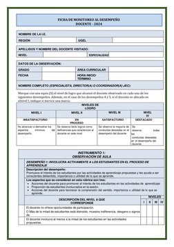 Ficha de Monitoreo Docente 2024 | PDF | Evaluación | Aprendizaje