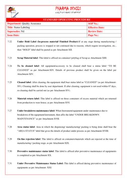 Status Labeling SOP for Pharma Industry | PDF | Quality Assurance ...