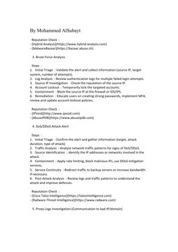 By Mohammed AlSubayt 
  Reputation Check  : 
- [Hybrid Analysis](https://www.hybrid-analysis.com) 
- [MalwareBazaar](https://