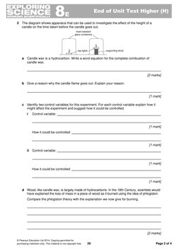 8e End of Unit Test Higher | PDF | Oxide | Combustion