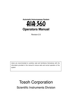 AIA-360 Operations Manual | PDF | Assay | Barcode