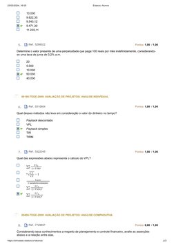 Prova de Matemática Financeira Estácio | PDF | Valor Presente líquido ...