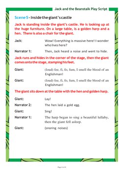Jack Script Jack and the Beanstalk Play Script | PDF | Jack And The Beanstalk