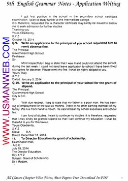 9th English Grammar Application Writing | PDF