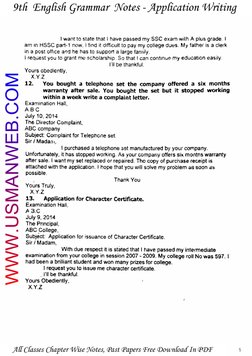 9th English Grammar Application Writing | PDF