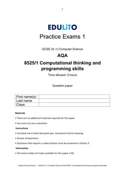 GCSE Computer Science Practice Exam | PDF | List Price | Control Flow