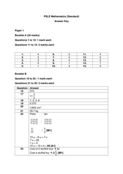 PSLE 2023 Math Answer Key | PDF