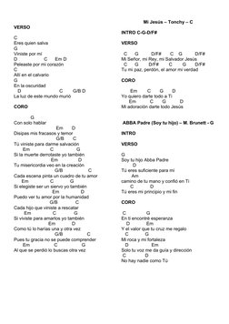 VERSO
C
Eres quien salva
G
Viniste por mí
D                     C      Em D
Peleaste por mi corazón
C
Allí en el calvario
G
E