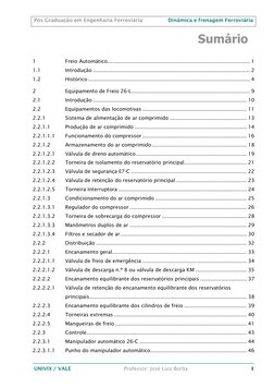 Pós Graduação em Engenharia Ferroviária 
Dinâmica e frenagem Ferroviária 
 
 
UNIVIX / VALE 
Professor: José Luiz Borba 
I 
S