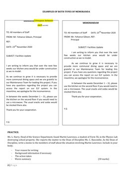CSEC English A: Memo & Notice Formats | PDF | Memorandum