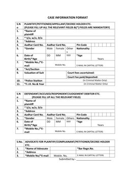 Infocase File Format Case Information Format Template | PDF