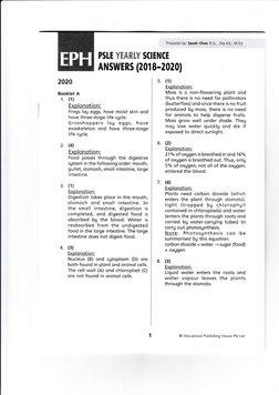 ANSWERS (2018-2020)
2020
Booklet A
1. (1)
Explonotion:
Frogs log eggs, hove moist skin ond
hove three-stoge life cgcle.
Gross