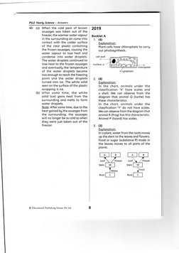 PSLE Yeorlg Science - Answers
40. (o) When the cold pock of brown
sousoges wos token out of the
freezer, the wormer woter vop