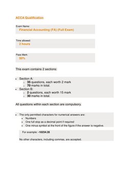 ACCA FA Exam Structure and Sample Questions | PDF | Equity (Finance ...