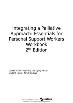 Palliative Approach Workbook for PSWs | PDF | Palliative Care ...