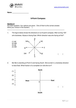 www.jimmymaths.com  
   
   
1 | P a g e  
 
 
Name: ___________________ 
 
 
8-Point Compass 
 
 
Section A  
For each que