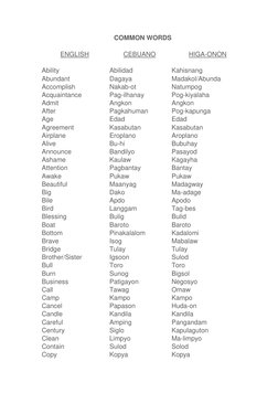 Higaonon-English Cebuano Dictionary | PDF