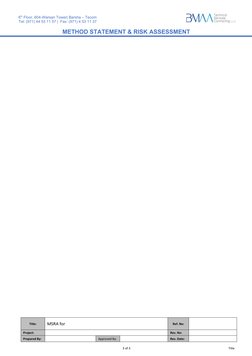 MSRA Method Statement & Risk Assessment | PDF | Occupational Safety And ...