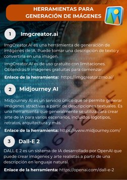 1
HERRAMIENTAS PARA
GENERACIÓN DE IMÁGENES
Imgcreator.ai
ImgCreator.AI es una herramienta de generación de
imágenes de IA. Pu
