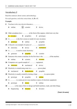 Cambridge Global English 7 Unit 7 Test | PDF | Machines | Power Station