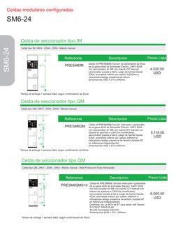Celdas modulares conﬁguradas
SM6-24
SM6-24
Celda de seccionador tipo IM
Celda tipo IM. 24KV - 630A - 20KA - Mando manual
Refe