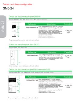 Celdas modulares conﬁguradas
SM6-24
SM6-24
Celda de seccionador tipo GAM2
Celda tipo GAM2. 24KV - 630A - 20KA
Referencia
Desc