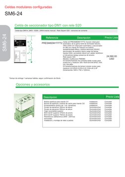 Celdas modulares conﬁguradas
SM6-24
SM6-24
Celda de seccionador tipo DM1 con rele S20
Celda tipo DM1A. 24KV - 630A - 20KA-man