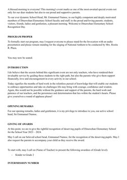 Emcee Script for Recognition Day 2023 | PDF
