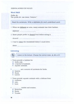 ESSENTIAL WORDS FOR THE IELTS 
Word Skill 
Prefix de-
The prefix de- can mean "remove." 
I Read the sentences. Write a dejlnl