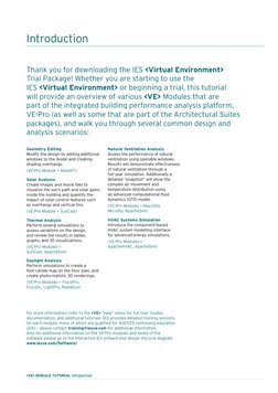 Introduction
Thank you for downloading the IES <Virtual Environment> 
Trial Package! Whether you are starting to use the 
IES