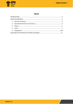 TRIBUTACIÒN II
GRUPO 02
ÍNDICE
INTRODUCCIÓN.................................................................................