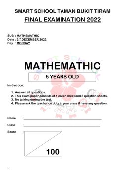 Tadika Math Latihan Matematik 5 Tahun Tadika | PDF
