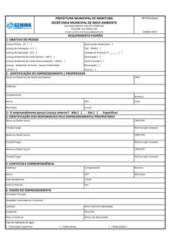 CEP:
Complemento
CEP:
[   ] Derivação Superficial                                             [   ] Subterrânea