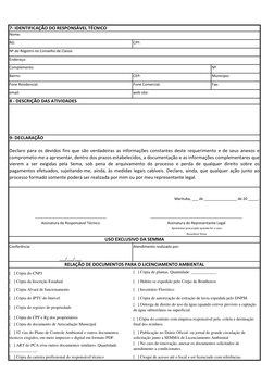 CEP:
Fone Comercial:
7- IDENTIFICAÇÃO DO RESPONSÁVEL TÉCNICO
8 - DESCRIÇÃO DAS ATIVIDADES
9- DECLARAÇÃO
Atendimento realizado