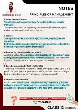 Class 12 Principles of Management Notes | PDF | Experiment | Employment