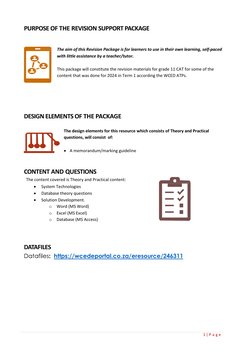 1 | P a g e 
 
 
PURPOSE OF THE REVISION SUPPORT PACKAGE 
 
 
The aim of this Revision Package is for learners to use in thei