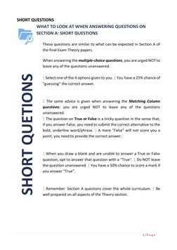 2 | P a g e 
 
 
SHORT QUESTIONS 
WHAT TO LOOK AT WHEN ANSWERING QUESTIONS ON 
SECTION A: SHORT QUESTIONS 
 
These questions